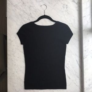 Black Cashmere Cap Sleeve Ballet Back Top